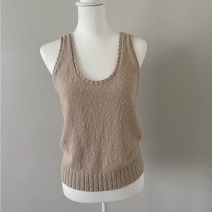 LOFT Beige Open-Knit Sleeveless Tank